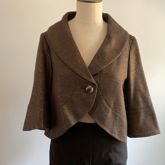 MARC JACOBS Jacket Retro Glam Bronze Metallic Cropped Career - Picture 5 of 15